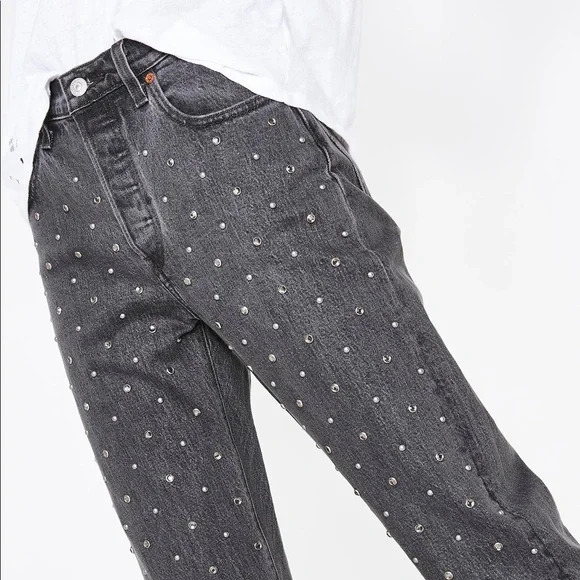 Levi’s 501 Crystal Embellished Crop Jeans 24x28
